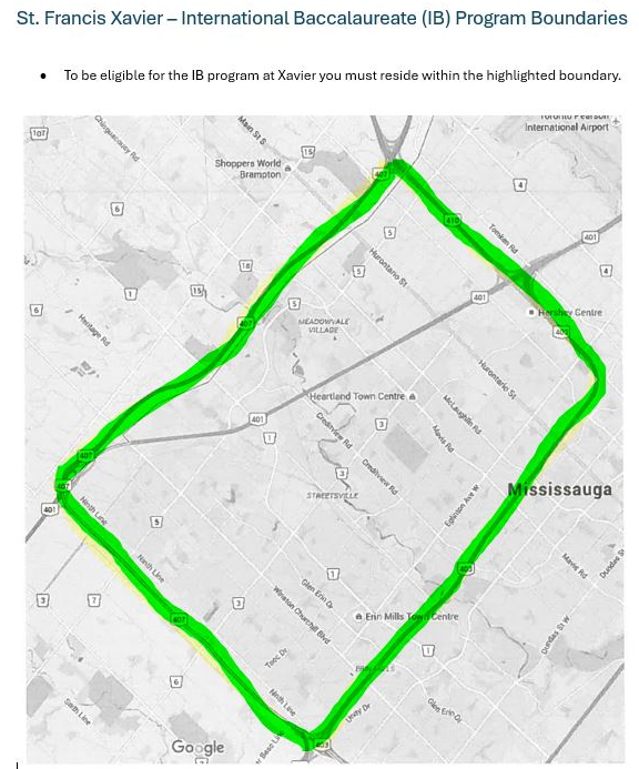 St. Francis Xavier - IB BOUNDARY MAP