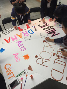 Students doing crafts